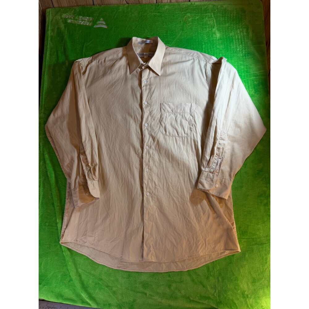 Perry Ellis Portfolio Mens 16.5 34/35 Tan Cotton Long Sleeve Dress Shirt
